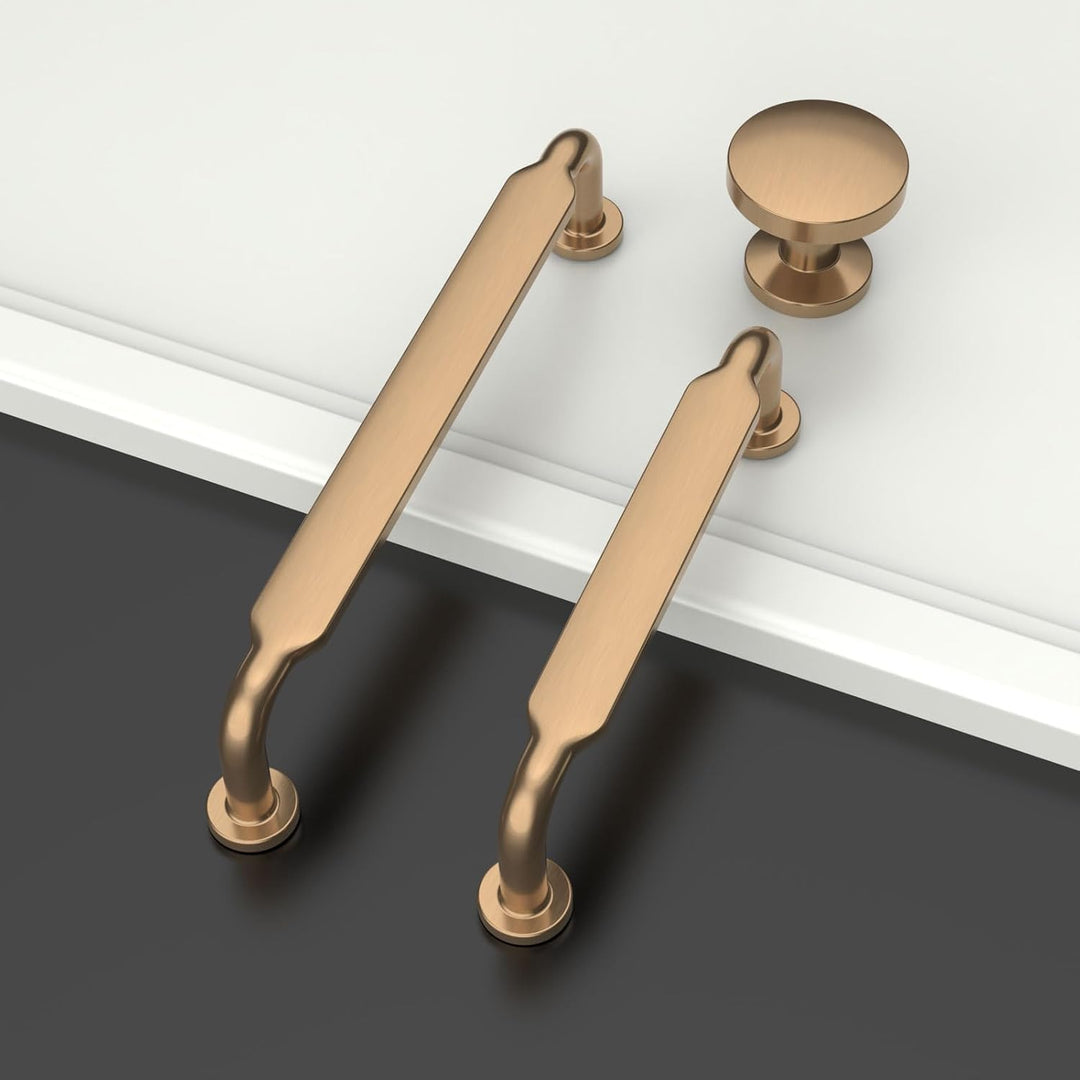 Amerdeco 10 Stück Möbelgriffe Champagner Bronze, 192mm Lochabstand, Zinklegierung Schubladengriffe &amp;