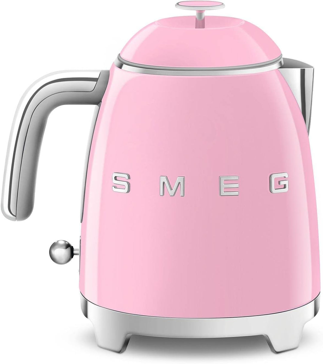 Smeg, Kleiner elektrischer Wasserkocher KLF05PKEU 0,8 L, Edelstahlfilter, Sicherheitsautomatik, Wass