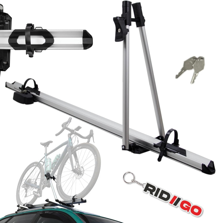 RIDIGO Fahrradhalter für Dachträger, Fahrradträger aus Aluminium, Ultraleicht 3,1 kg, für Rahmen bis