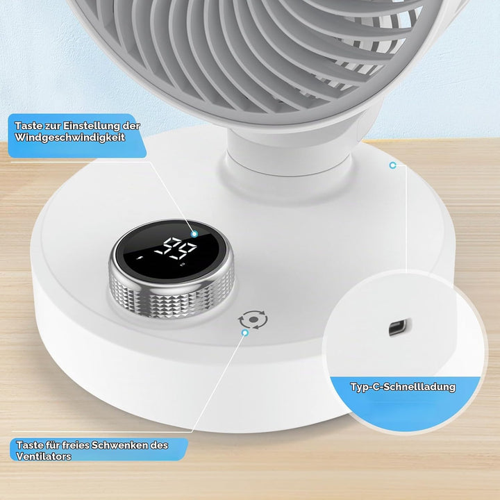 Tischventilator USB Ventilator Leise 6000mAh Akku Ventilator Kleiner Mini Tisch Ventilator Klein Des