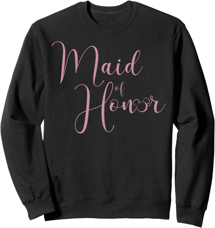 Disney Mickey Mouse Maid Of Honor Cursive Pink Text Logo Sweatshirt