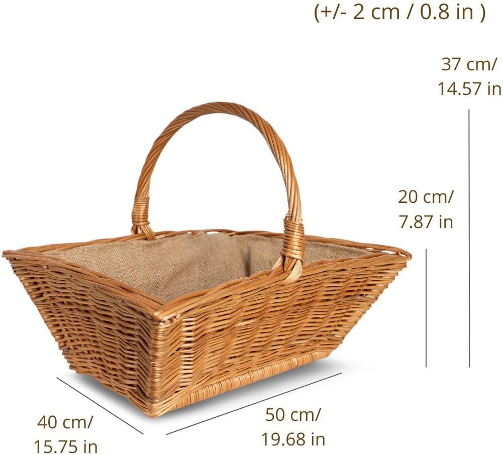 Creative Home Grosser Kaminholzkorb Weide Holzkorb für Kaminholz | 50 x 40 x 37 cm | Brennholzkorb F