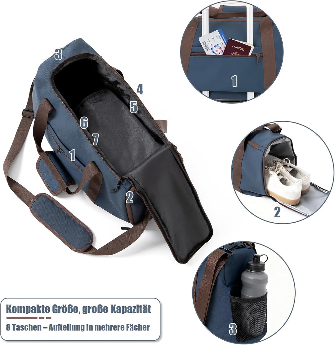 Zedelmaier Reisetasche Handgepäck 900D Sporttasche Herren Damen | Weekender Herren| Blau Schwimmtasc