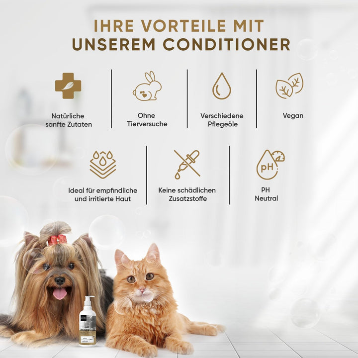 animigo Conditioner für Hunde & Katzen - 500ml Spülung - Mit Kokosöl & Avocadoöl - Für Langhaar & Ku