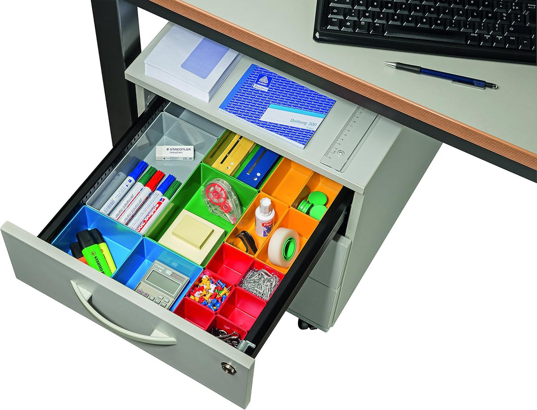 Allit 457370 Schubladen rot/gelb/blau/grün/grau EuroPlus Set 63/22, 450 x 500 x 63mm 450 x 500 x 63m