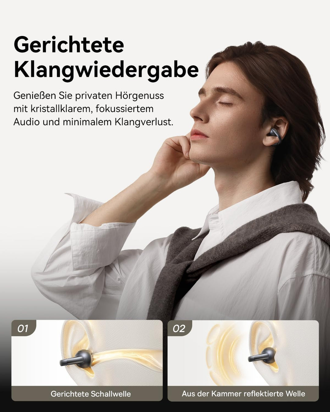 Baseus MC1 Pro Open Ear Kopfhörer, Ohrclip mit Beeindruckender Klang, Adaptiver Bassverstärkung, Blu