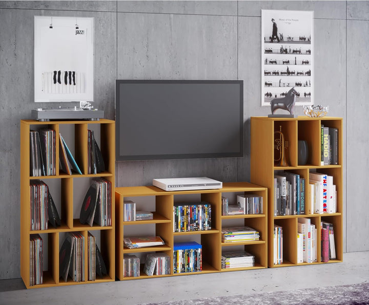 VCM Holz Schallplattenregal | Raumteiler | Masse H. 114 x B. 60 x T. 40 cm | Medienregal - Schaltino