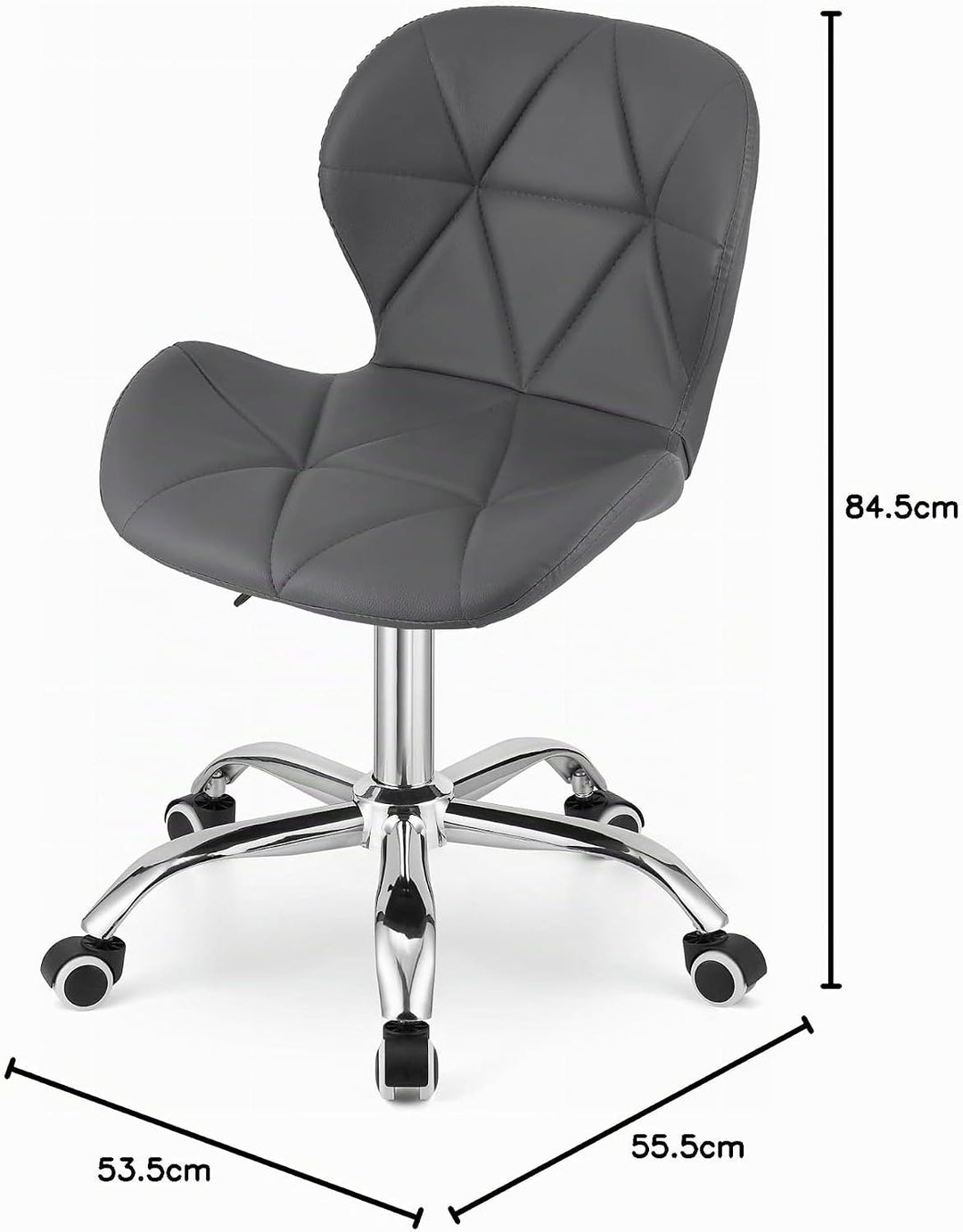 NMK HOME Drehstuhl mit Rollen - Höhenverstellbar Polsterstuhl - Home Office Samt Stuhl mit Geometris