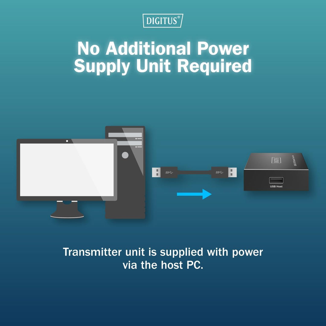 DIGITUS USB 2.0 über Ethernet-Extender – 4-Port USB-A Hub – 150m Reichweite mit Cat 6 Netzwerkkabel