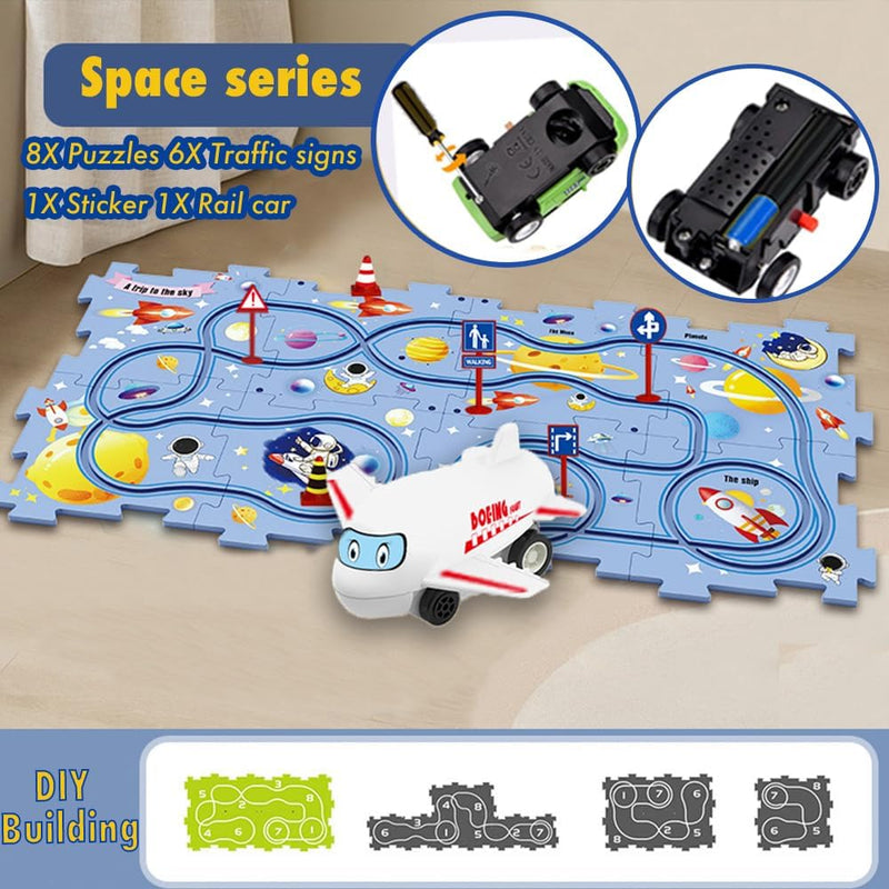 Auto Spielzeug Autorennbahn Spielzeugauto 12pcs DIY-Puzzlebahn für Kinderspielzeug DIY-Route Cars Sp