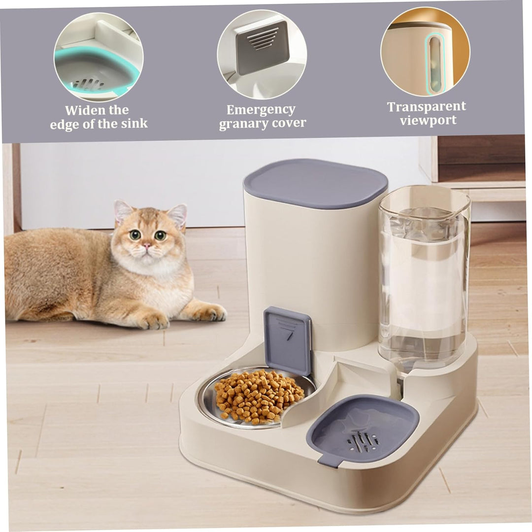 Pesoncarl Automatische Futterhäuschen, automatische Katzenfuttermittel 2 in 1 Edelstahl- und PP -Kat