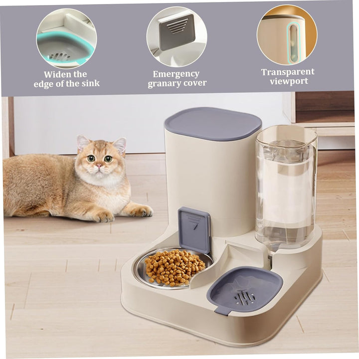 Pesoncarl Automatische Futterhäuschen, automatische Katzenfuttermittel 2 in 1 Edelstahl- und PP -Kat