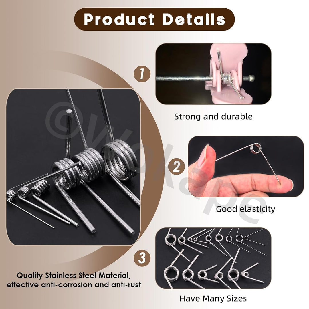 45pcs 15 Grössen Edelstahl Torsionsfeder Set, 0.5/1 /1.5/2 /2.5mm Drahtdurchmesser 45°& 90°& 120°Tor