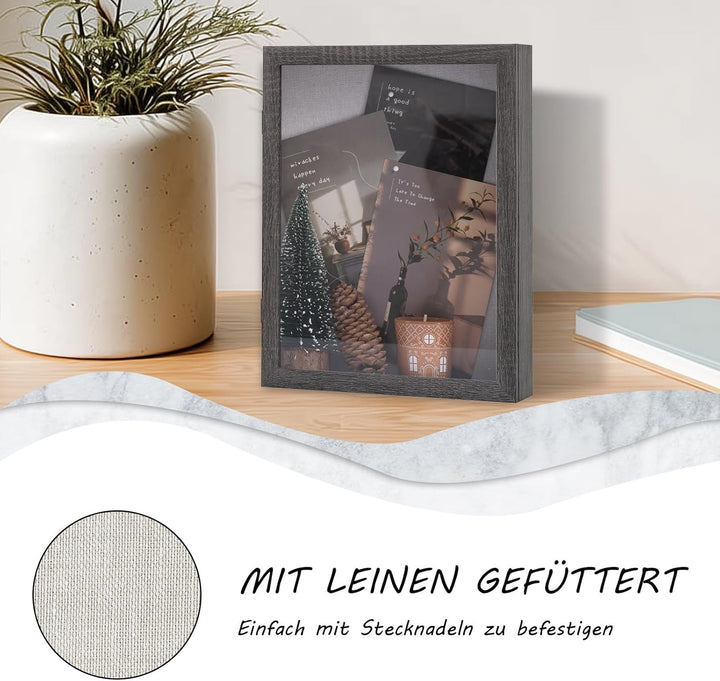 Muzilife Holz 3D Bilderrahmen zum Befüllen mit Öffnung 20x25cm | Objektrahmen Mit Stecknadeln &amp; Dübe