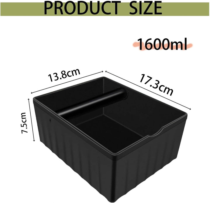 Premium Quadratische Espresso Knock Box ABS Abklopfbehälter mit stossdämpfender Klopfstange & Gummib