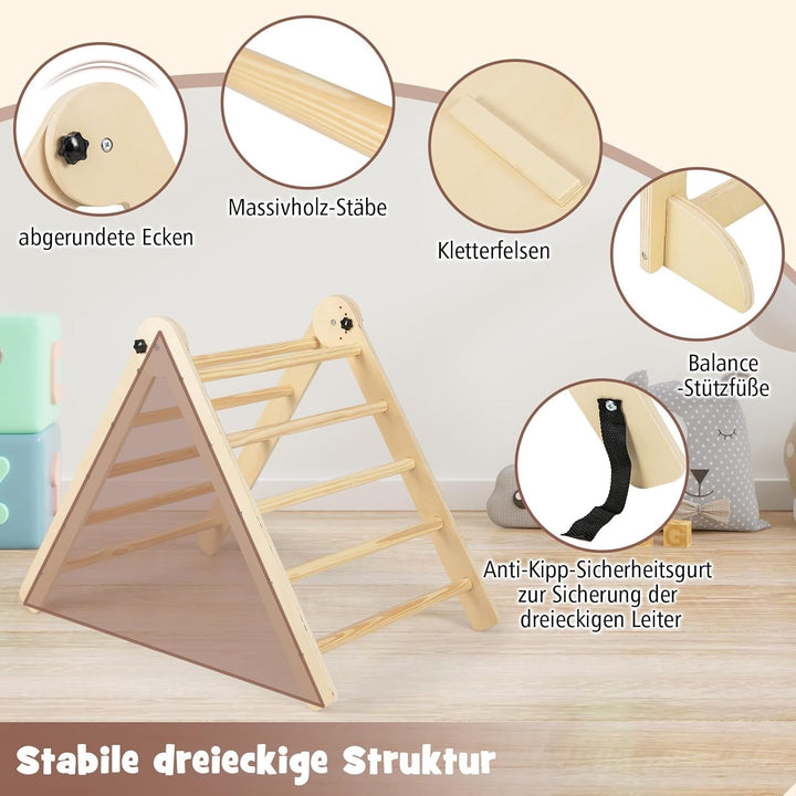 COSTWAY Kletterdreieck mit Rutsche, 7 in 1 Klettergerüst Indoor für Kinder ab 3 Jahren, inkl. Klette