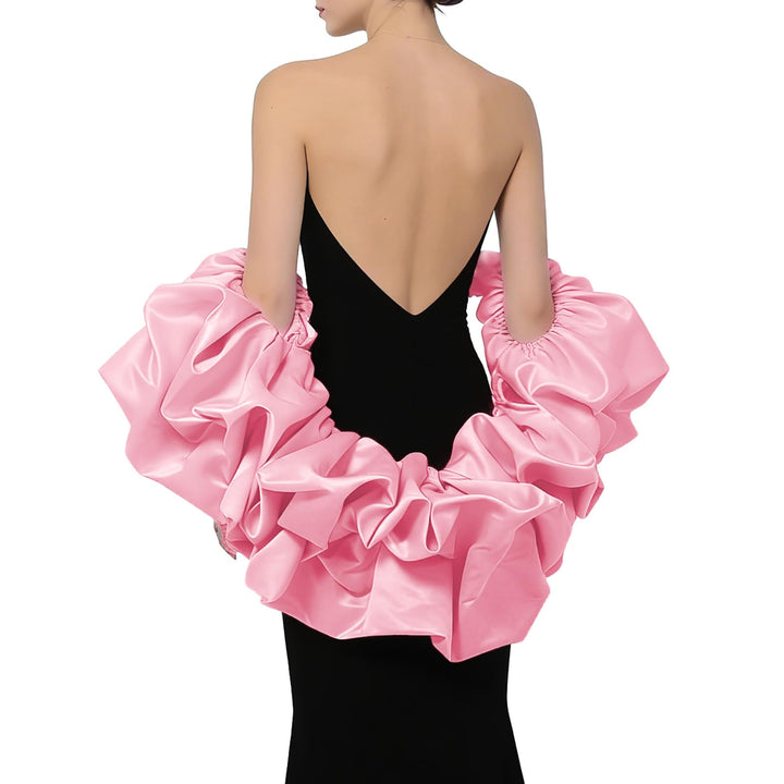 Satin-Umhang mit Puffärmeln, Brautschal, gerüschter Bolero, Wickeltuch für Braut, Hochzeitskleid, Ve