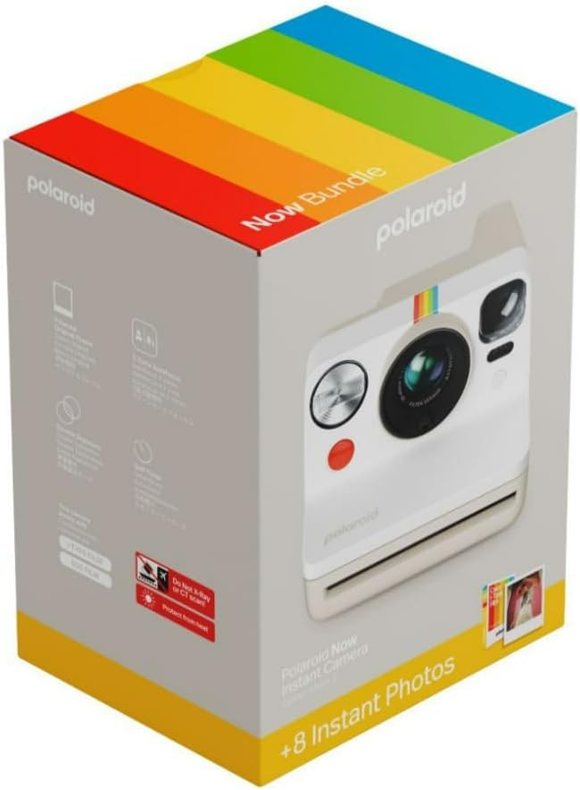 Polaroid Now Generation 3 Analoge Sofortbildkamera mit Zwei-Objektiv-Autofokus-System (weiss) und Fa
