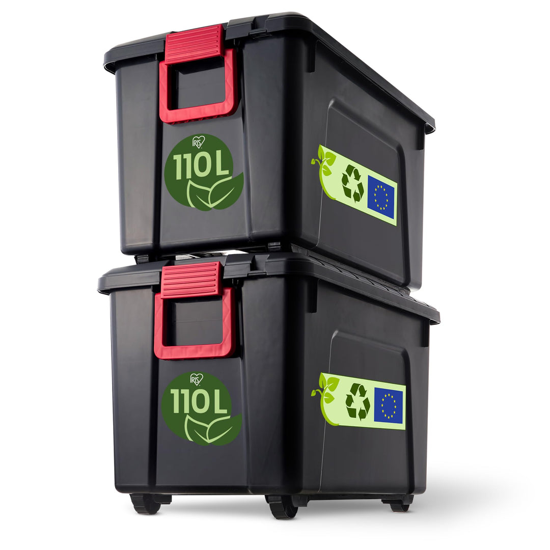 Iris Ohyama, grosse Kunststoff-Aufbewahrungsbox, 110 l Garagen-Aufbewahrungsbox, 2er-Set, SIA-110, s