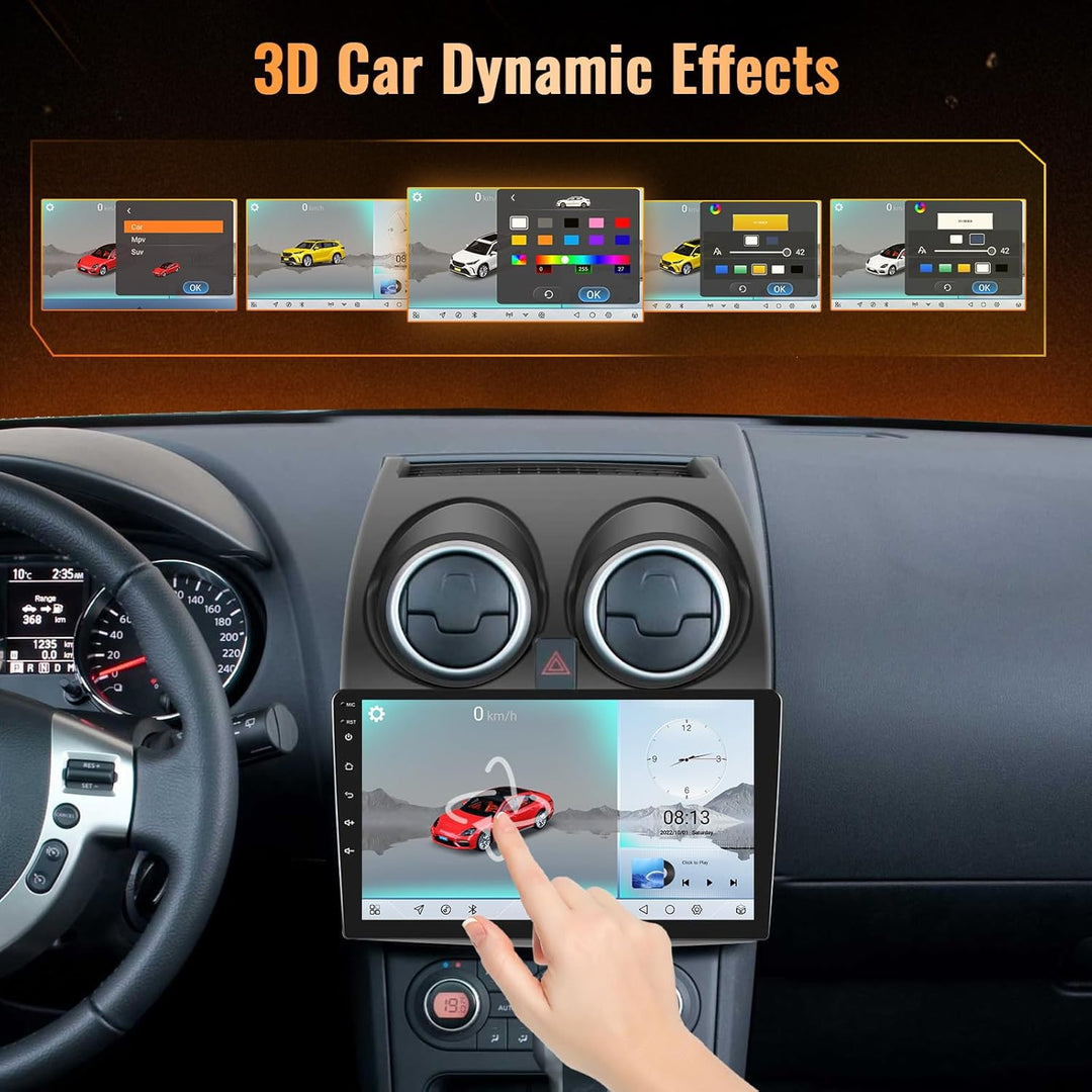 Hikity Qualcomm Snapdragon 8 Core 4+64G Android 15 Autoradio für Nissan Qashqai J10 2006-2013 Wirele