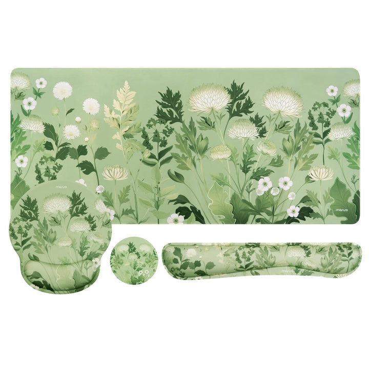 MOSISO Handgelenkauflage für Tastatur Mauspad Set,Wilde Chrysantheme Grosses Mauspad&amp;Tastaturund Mou