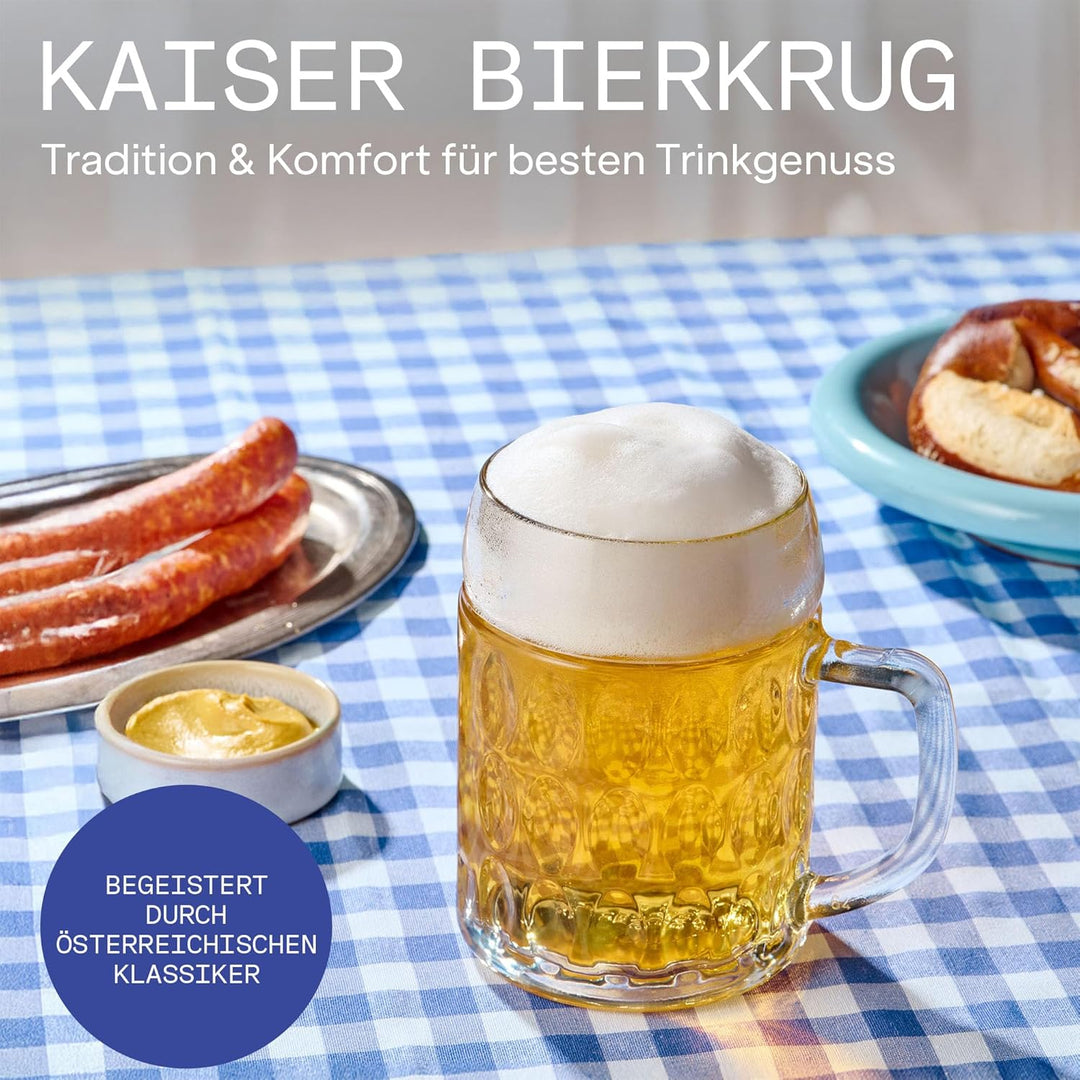 Stölzle Lausitz Bierkrug Kaiser / 6er Set Bierkrüge 0,5 Liter/Stabiler Bier Krug/Biergläser 0,5 Lite