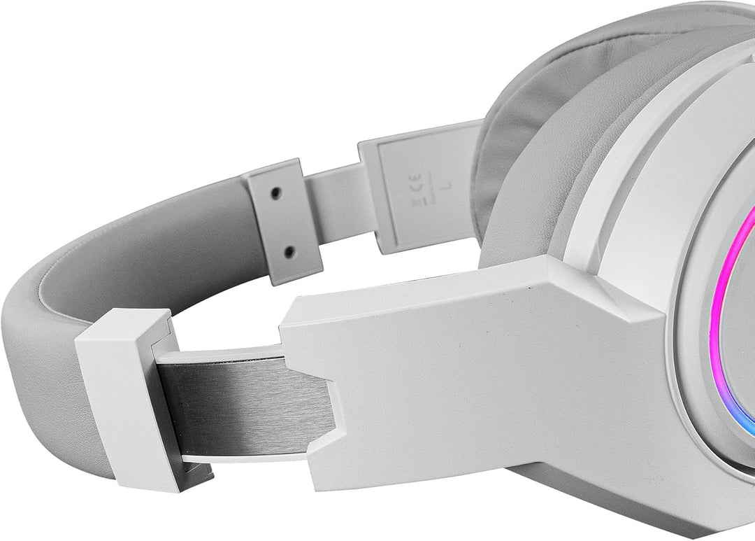 MARSGAMING Mars Gaming MHW-100 Weiss, Drahtloses Headset ARGB Flow, Abnehmbares ENC-Mikrofon, Ultral