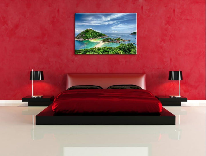 Inselstadt im Pazifik Format: 100x70 auf Leinwand, XXL riesige Bilder fertig gerahmt mit Keilrahmen,