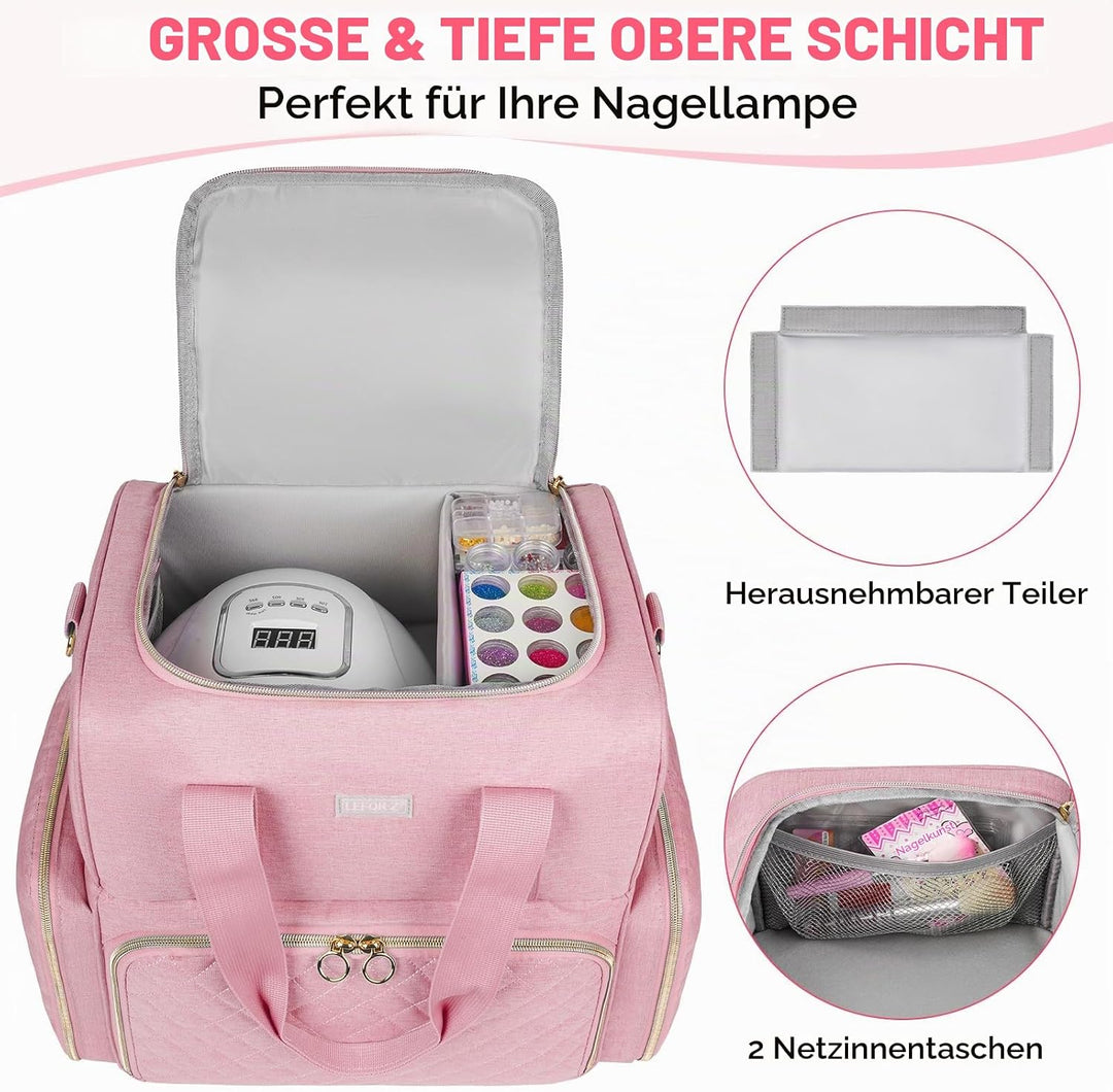 Nagellack Organizer Tasche,Doppelschichtige Nagellack Aufbewahrung Tasche für 80 Flaschen (15 ml) un