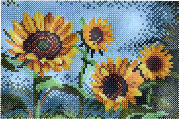 Hama Perlen 3608 Grosse Geschenk-Box Sonnenblumen mit ca. 10.000 bunten Midi Bügelperlen mit Durchme