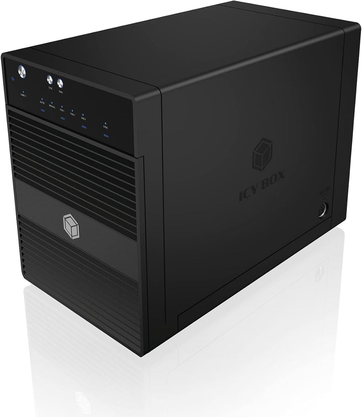 ICY BOX Externes 4-Fach USB-C Gehäuse für 2,5 Zoll & 3,5 Zoll SSD und Festplatten, USB 3.1 (Type-C,