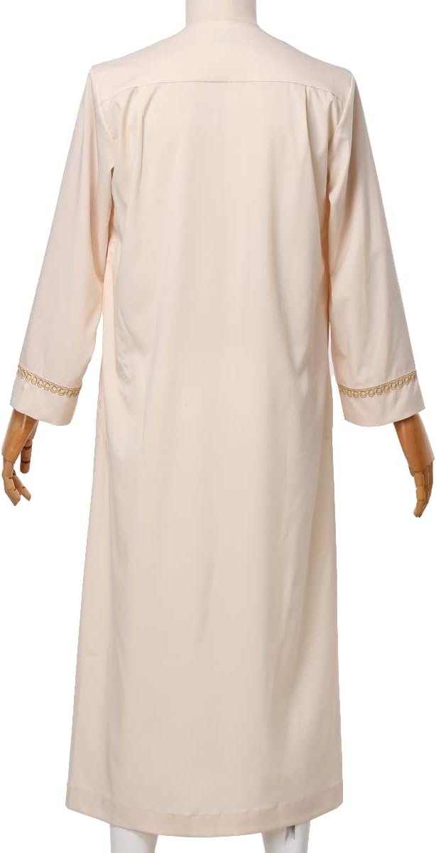 CAMDOM Naher Osten Arabische Herren Roben Muslimische Kaftan Kleidung V-Ausschnitt Thobe Arabisch Mu
