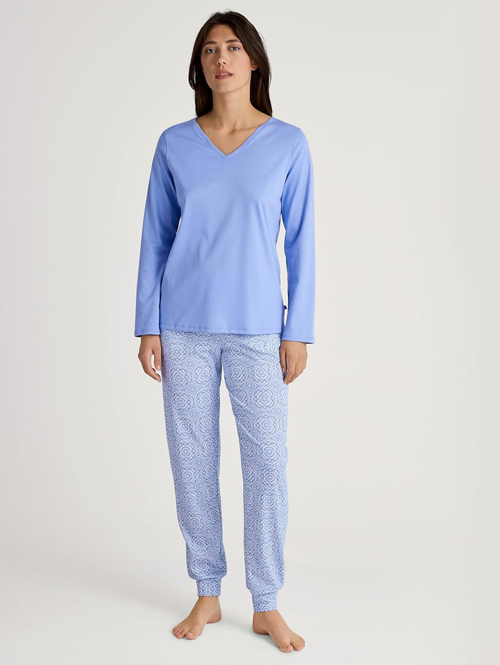 CALIDA Favourites Langarmshirt Damen, aus 100% Baumwolle, Dicker, wärmender Stoff 40-42 Hydrangea Bl