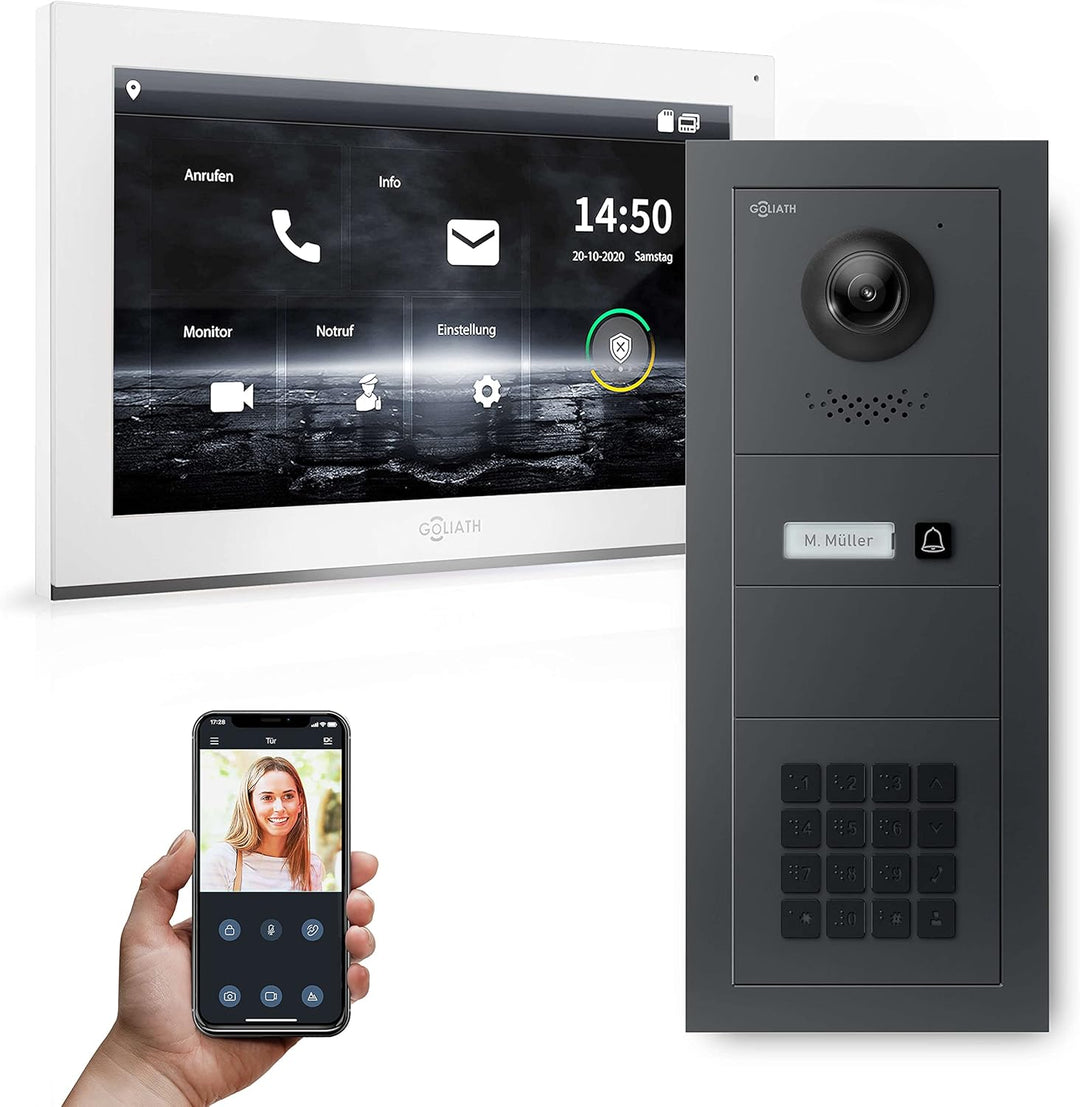 Goliath Hybrid | IP | Full-HD Video Türsprechanlage | App | 1-Fam | 1 x Full-Touchscreen 10" | Alumi