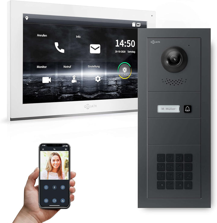 Goliath Hybrid | IP | Full-HD Video Türsprechanlage | App | 1-Fam | 1 x Full-Touchscreen 10" | Alumi