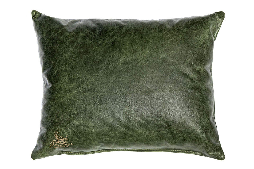 Centaur - Deko Lederkissen 50 x 40 cm für Sofa oder Schlafzimmer smaragdgrün - Echt Leder Kissen Ech