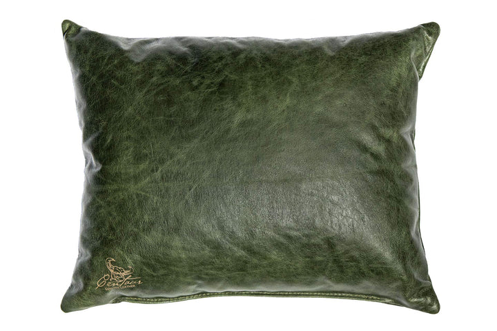 Centaur - Deko Lederkissen 50 x 40 cm für Sofa oder Schlafzimmer smaragdgrün - Echt Leder Kissen Ech