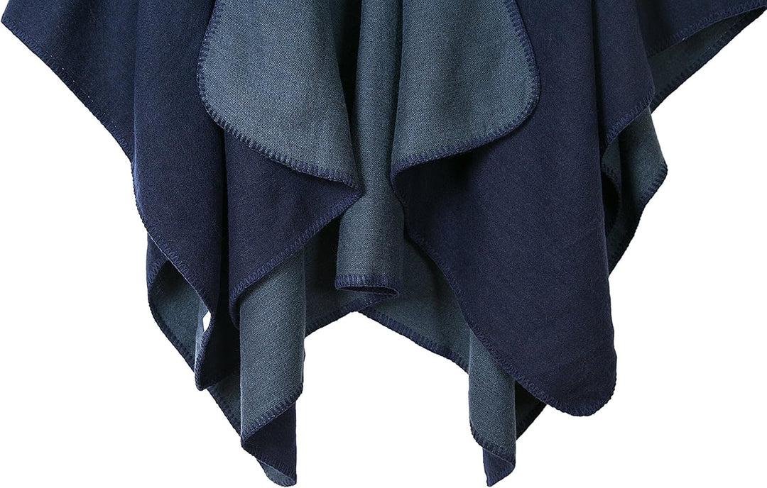 Damen Vintage Farbblocking Schal Wrap Open Front Poncho Übergrosse Winterdecke Elegant Cape Coat Ein