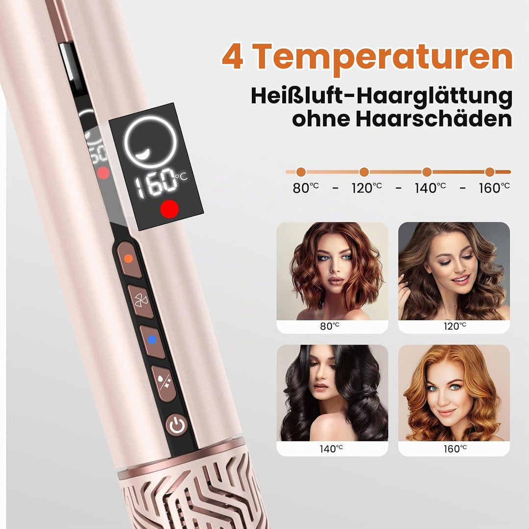 OKWRAP Air Haarglätter, Air Straight Glätteisen mit Luft, 2in1 Glatt- und Föhnstyler, Luft-Airstyler