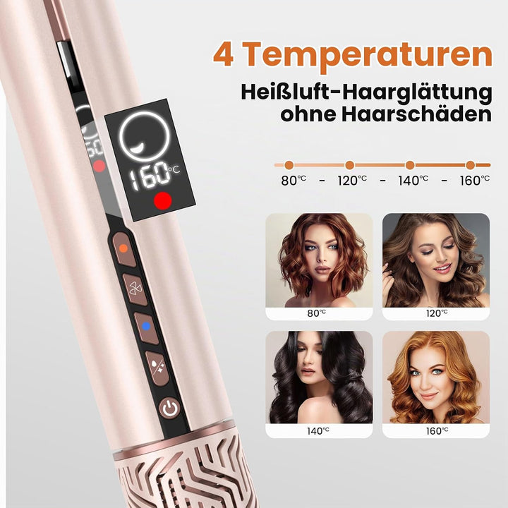 OKWRAP Air Haarglätter, Air Straight Glätteisen mit Luft, 2in1 Glatt- und Föhnstyler, Luft-Airstyler