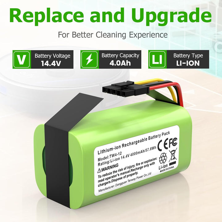 ASUNCELL 4000mAh Akku für Eufy L60 L50 Hybrid/SES, 14,4V Ersatzakku für IRobot Roomba Combo Essentia