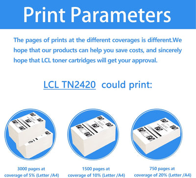 LCL Kompatibel Tonerkartusche TN2420 TN-2420 TN2410 TN-2410 3000Seiten (2Schwarz) kompatibel für Bro