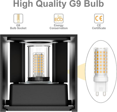 Klighten 4 Stücke LED Wandleuchte mit Austauschbarer G9 LED Lampe Warmweiss 3000K, Aluminium LED Wan