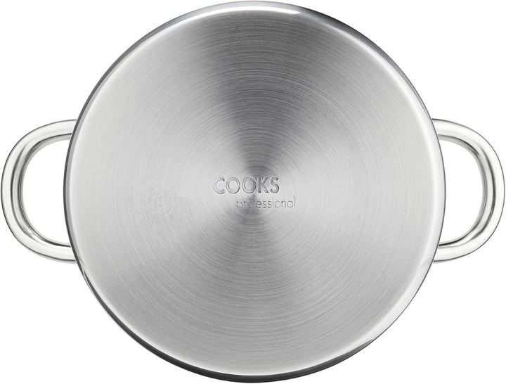 Cooks Professional Nudeltopf aus Edelstahl, 21 cm, 5 Liter, mit abnehmbarem Siebglasdeckel, Suppento
