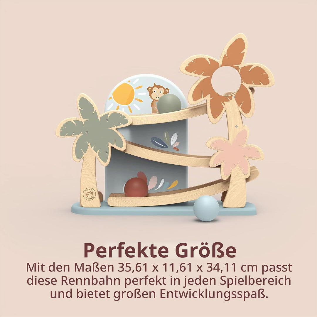 Speedy Monkey SP1019 Rampenbahn 35,6x11,6x34cm bunt, Holz Spielzeug für Kinder, Liebevolle Details-t