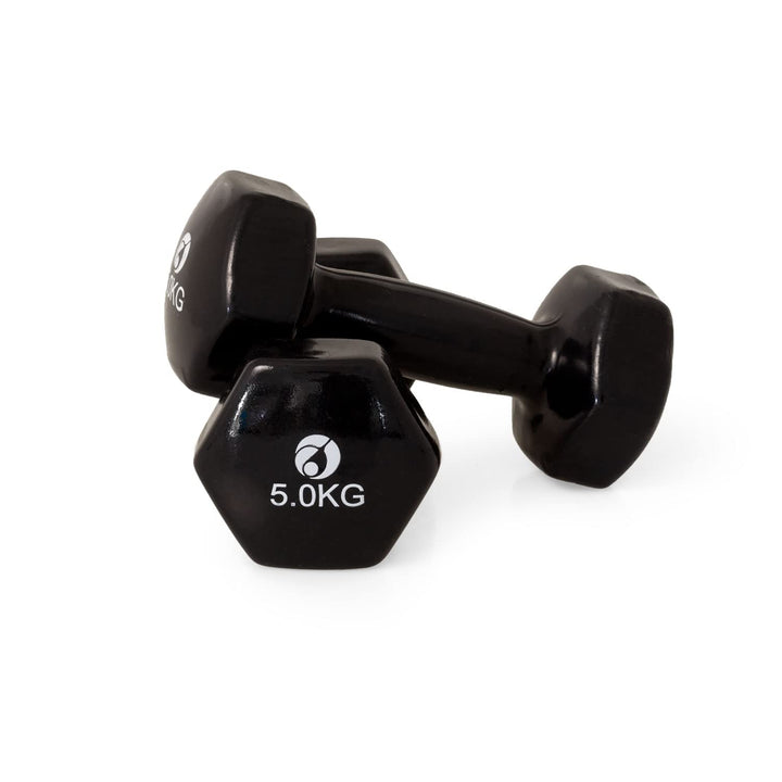 AFH Webshop Gymnastikhanteln | Hanteln | Vinyl | Kurzhanteln | Paar | 2 x 5,00 kg | schwarz
