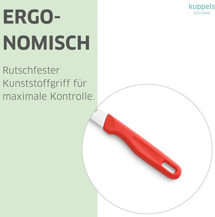 Kuppels SOLINGEN Küchenmesser Set 9 teilig rot, Scharfe Küchenmesser aus 420HC Stahl, Gemüsemesser S
