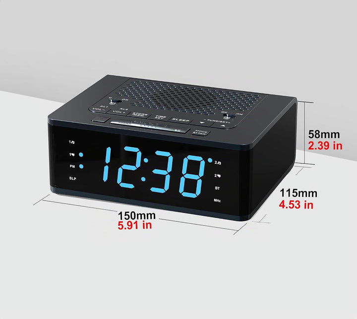 iTOMA Wecker für Schlafzimmer mit FM Radio, Bluetooth, Dimmbare LED Anzeige, Schlaf Timer, Einstellb
