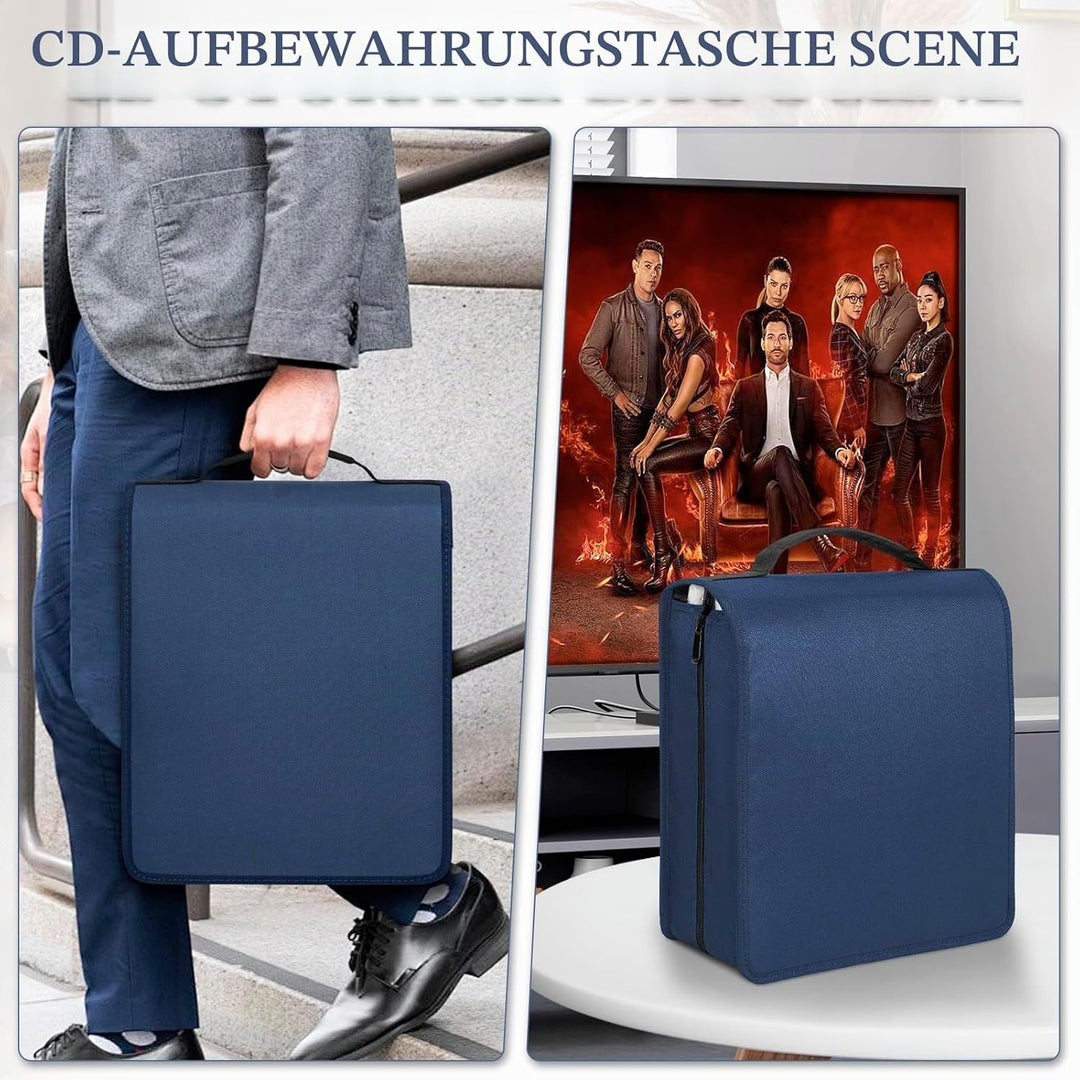 AKOZLIN DVD CD Aufbewahrungsbox mit extra Breiten Titelblättern,tragbarer Binderhalter,Brieftasche,A