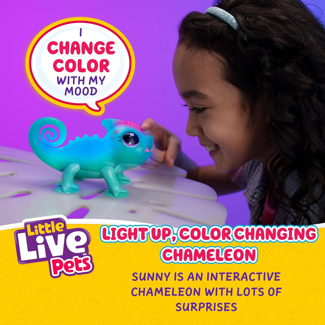 Little Live Pets Chamäleon Sunny, leuchtendes, interaktives Chamäleon mit Farbwechselfunktionen, übe